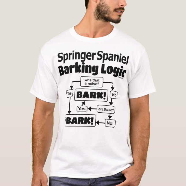 Camiseta Lógica de Barking do Springer Spaniel (Frente)