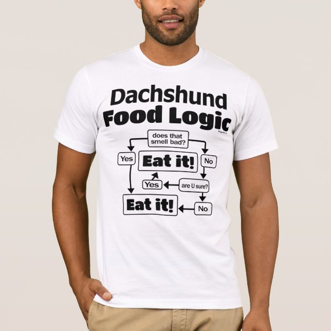 Camiseta Lógica de Comida Dachshund (Frente)