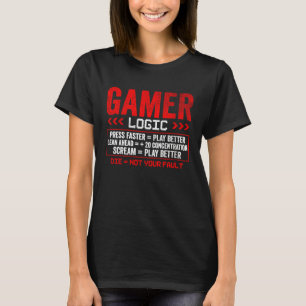 Camiseta Lógica de Jogador Pressione inclinar grito Jogos