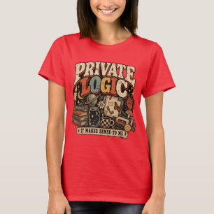 Camiseta Lógica Privada Design Retrô Vintage Engraçado
