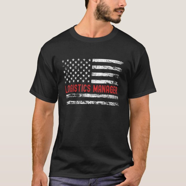Camiseta Logistics Manager USA Flag Profession Retro Job Ti (Frente)