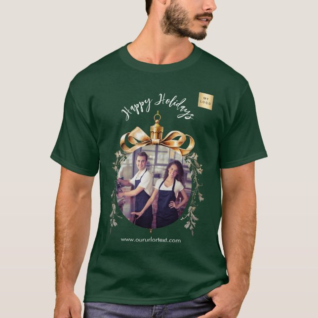 Camiseta Logo da foto da seleção de ouro verde de Natal (Frente)