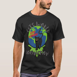 Camiseta LOGO, HOOMANOS CAÇA DOMINAÇÃO MUNDIAL Gato Negro