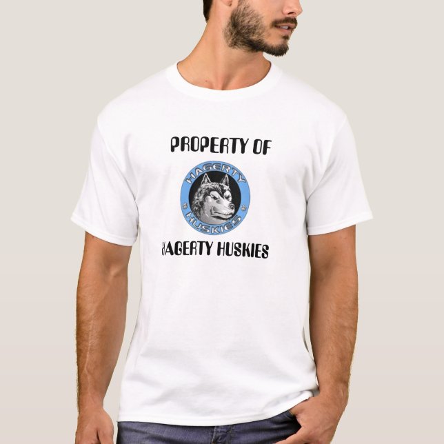 Camiseta logo_huskies2, PROPRIEDADE DE, ROUCOS de HAGERTY (Frente)