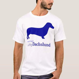 Camiseta Logotipo afortunado original do azul do Dachshund