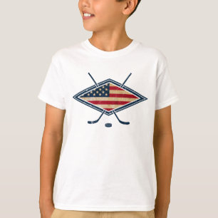 Camiseta Logotipo americano da bandeira do hóquei