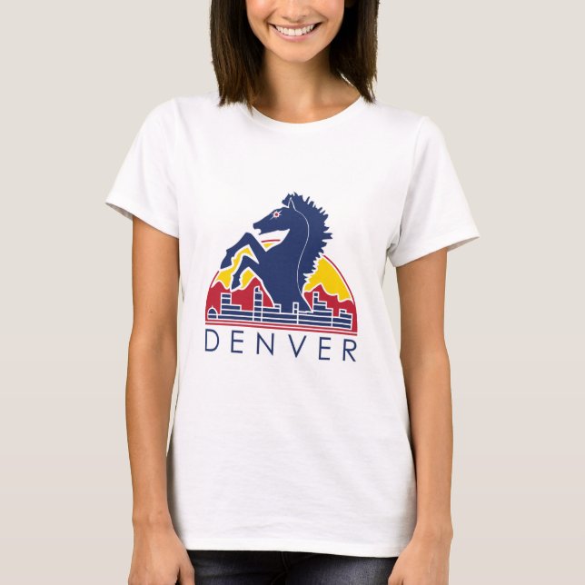 Camiseta Logotipo azul de Denver do cavalo (Frente)