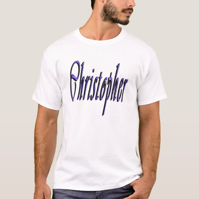 Camiseta Logotipo Azul do Nome Christopher (Frente)