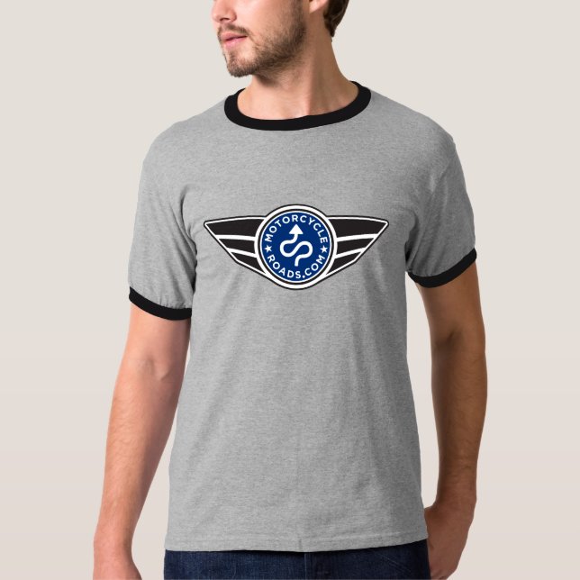 Camiseta Logotipo azul preto & cinzento do t-shirt w/basic (Frente)