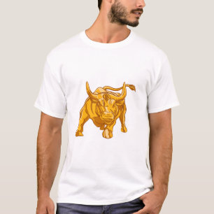 Camiseta Logotipo Bitcoin Touro Dourado