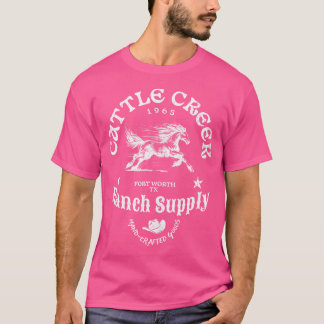 Camiseta Logotipo Branco do Cavalo Correndo de Cattle Creek