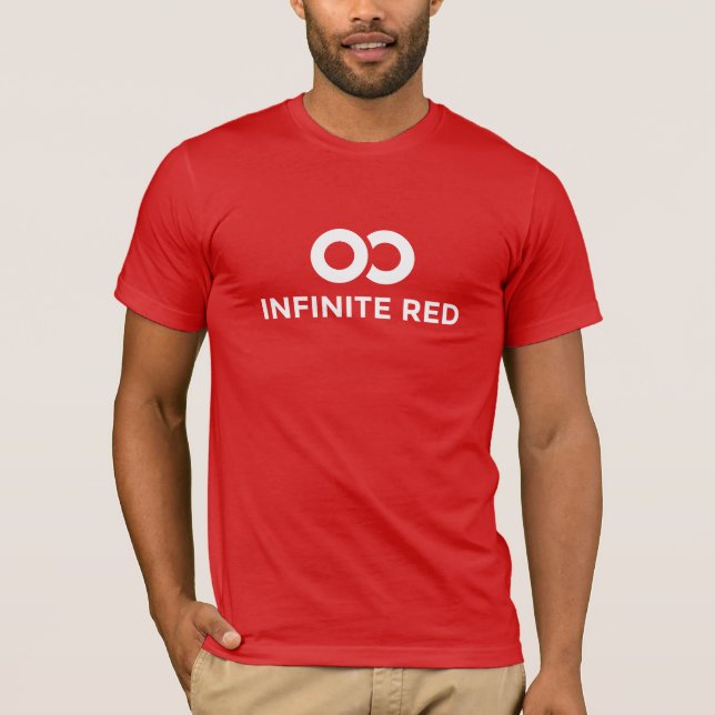 Camiseta Logotipo branco vermelho infinito no t-shirt (Frente)