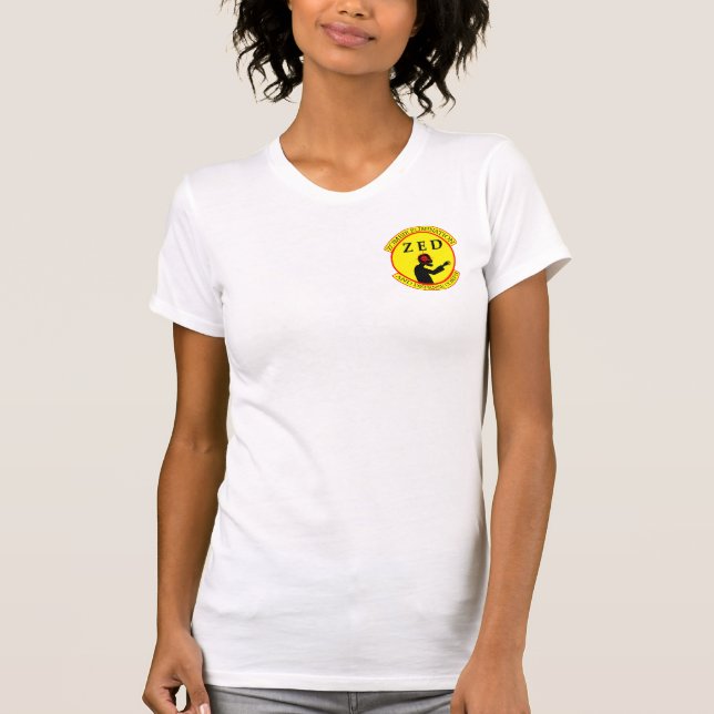 Camiseta Logotipo clássico escuro do ZED das mulheres (Frente)