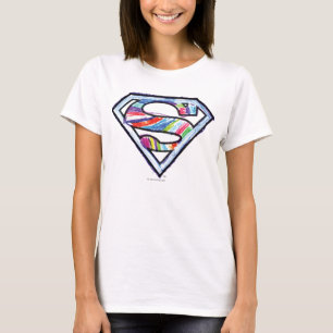 Camiseta Logotipo colorido do esboço de Supergirl