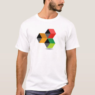 Camiseta Logotipo com cubos e sombra coloridos