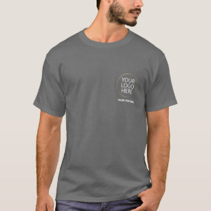 Camiseta Logotipo comercial Cinza traseira e frontal do f