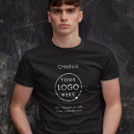 Camiseta Logotipo comercial Empresa Funcionarios com marca<br><div class="desc">Um simples modelo de negócios preto personalizado em um estilo moderno minimalista que pode ser facilmente atualizado com o logotipo e o texto de sua empresa. Se você precisar de ajuda para personalizar este produto, entre em contato comigo usando o botão de mensagem abaixo e terei todo o prazer em...</div>