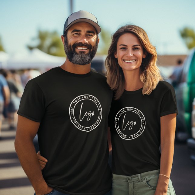 Camiseta Logotipo comercial personalizado Marca Funcionario (Add your business logo to the front, add any business details to the back(name, address, tagline))