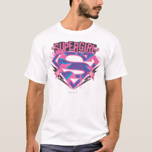 Camiseta Logotipo cor-de-rosa e roxo de Supergirl do Grunge