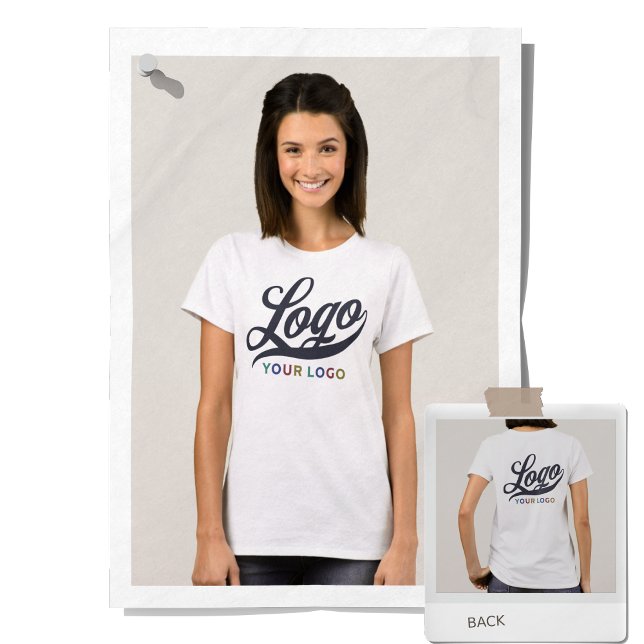 Camiseta Logotipo da empresa branca Troca de logotipo Mulhe (Criador carregado)