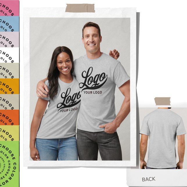 Camiseta Logotipo da empresa Men Women Cinza (Criador carregado)