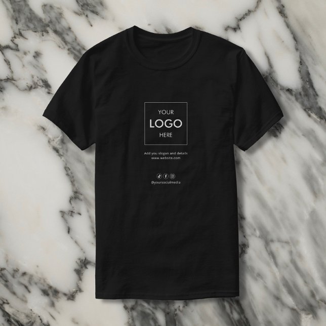 Camiseta Logotipo da empresa mídia social preta (Criador carregado)