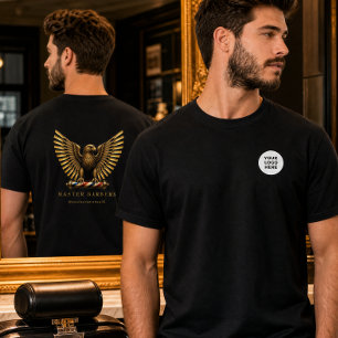 Camiseta Logotipo da Equipe da Barbearia Luxury Golden Eagl