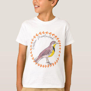 Camiseta logotipo da espécie de ave Sturnella magna para ob