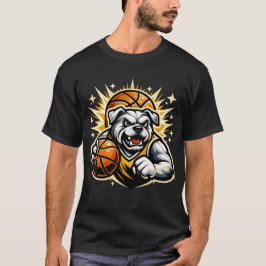 Camiseta Logotipo da Mascote Bulldog de Basquetebol – Creme
