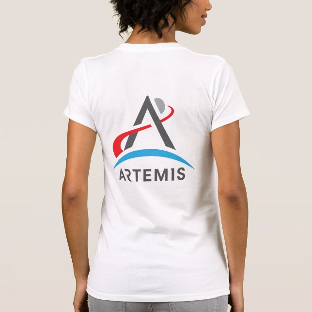 Camiseta Logotipo da NASA Artemis - Branca de foguetes femi (Verso)