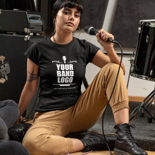 Camiseta Logotipo da Sua Banda - Escolha a Cor Feminino