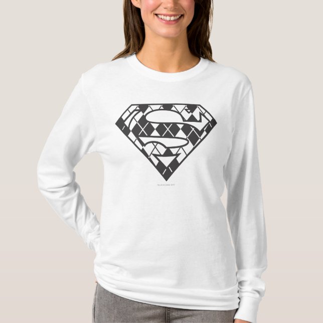 Camiseta Logotipo da Supergirl Black Argyle (Frente)