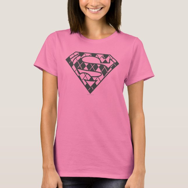 Camiseta Logotipo da Supergirl Black Argyle (Frente)