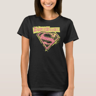 Camiseta Logotipo da Supergirl Grunge rosa