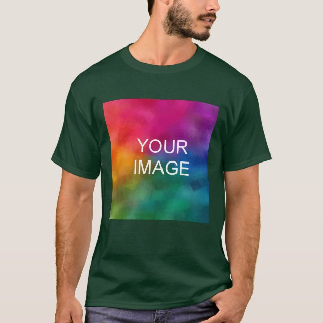 Camiseta Logotipo de adição personalizada de imagem em verd (Frente)