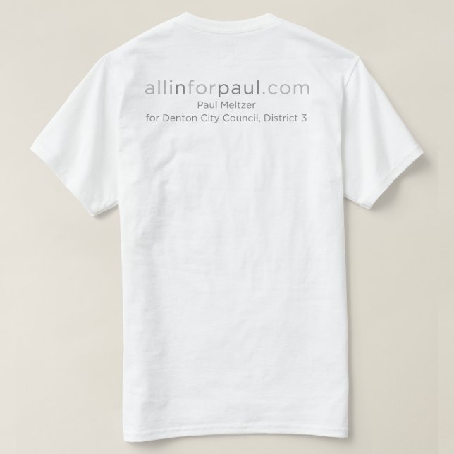 Camiseta logotipo de allinforpaul.com Texas (Verso do Design)