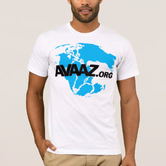 Camiseta logotipo de Avaaz.org e parte dianteira pretos de