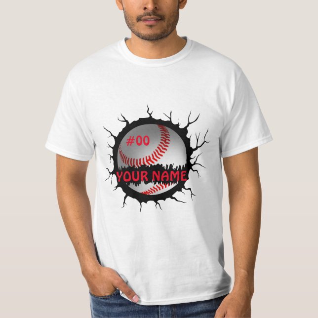 Camiseta Logotipo de Baseball, Nome Personalizado de Baseba (Frente)