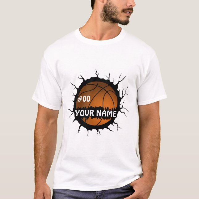 Camiseta Logotipo de basquete, Nome personalizado de basque (Frente)