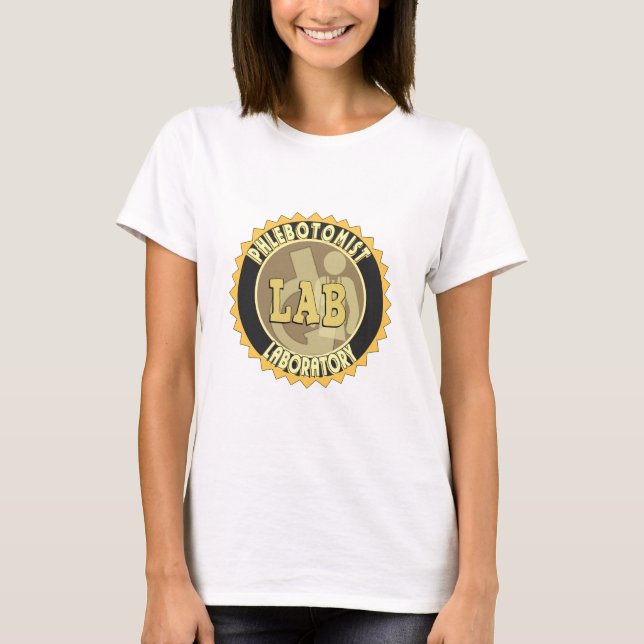 CAMISETA LOGOTIPO DE CRACHÁ LABORATORIAL PHLEBOTOMIST (Frente)