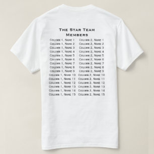 Camiseta Logotipo de Equipe Personalizado e Listagem de Mem