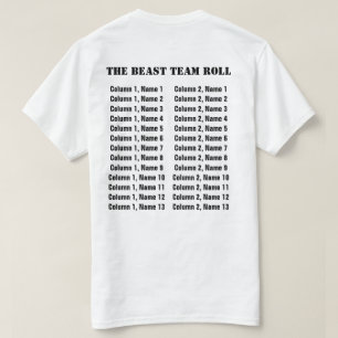 Camiseta Logotipo de Equipe Personalizável e Lista de Membr