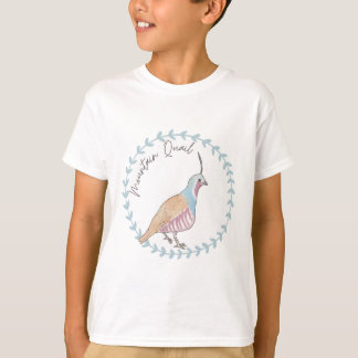 Camiseta logotipo de espécie de ave animal codorna da monta