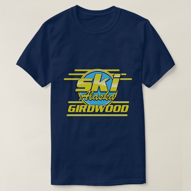 Camiseta Logótipo de esqui de Girdwood Alaska 80 (Frente do Design)
