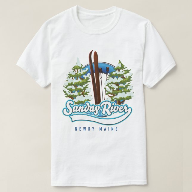 Camiseta Logotipo de esqui Sunday River Newry Maine (Frente do Design)