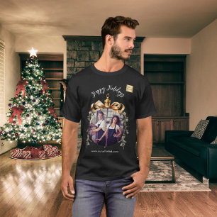 Camiseta logotipo de foto da equipe do ouro preto do Natal