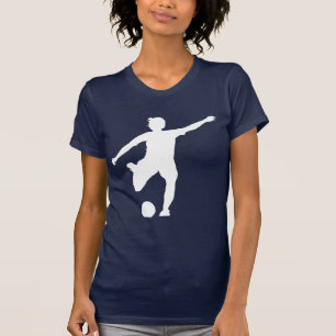 Camiseta Logotipo de futebol feminino (branco a azul)