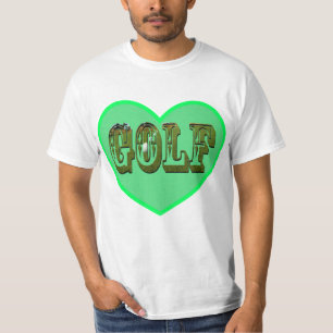 Camiseta Logotipo De Golfe Em Um Coração De Amor Verde,