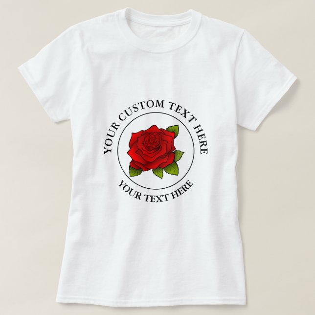 Camiseta Logotipo de Ícone de Texto Personalizado de rosa v (Frente do Design)
