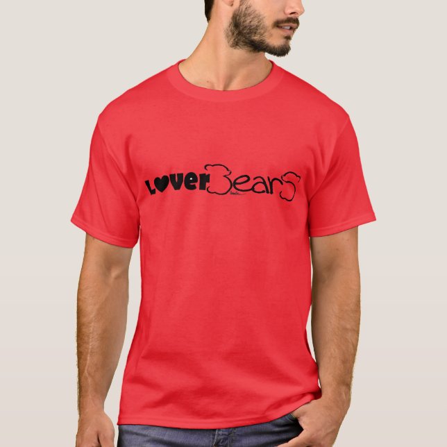 Camiseta Logotipo de LoverBearS--preto no vermelho (Frente)